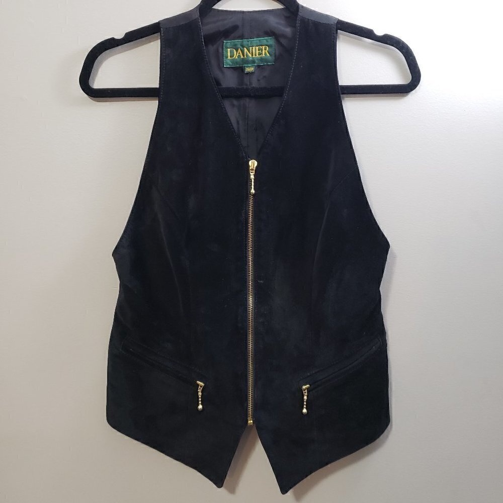 Danier Leather Vintage Black Suede Leather Vest XS - Picture 3 of 8